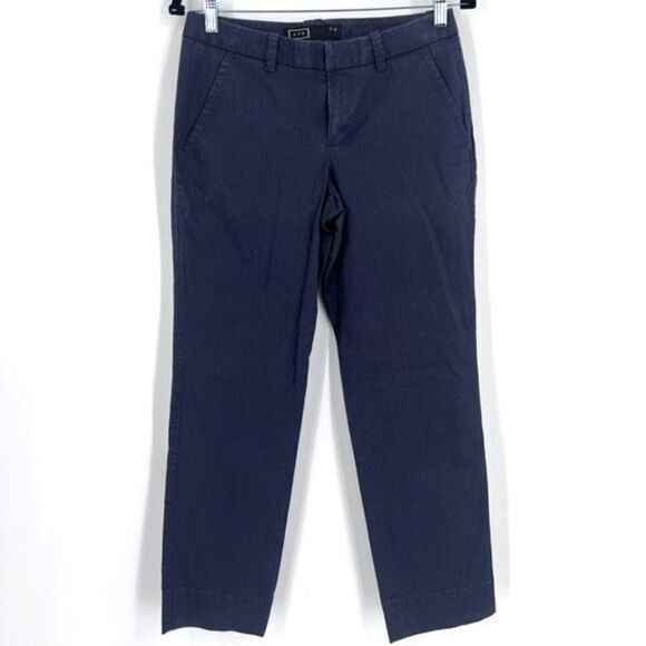 AYR Women's Wool Blend Flat Front Mid Rise Trouser Pants Navy Dark Wash Size 2 - Picture 1 of 14